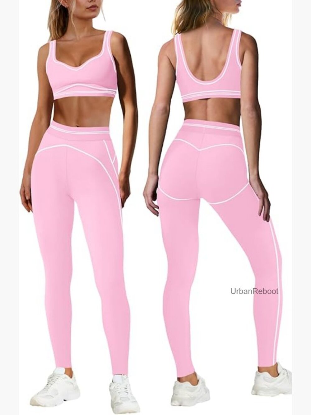 2 Piece Workout Set Athletic Yoga Pilates Gym Outfit Butt Lifting Leggings